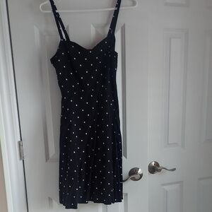 Old Navy Black Midi Dress with White Dots